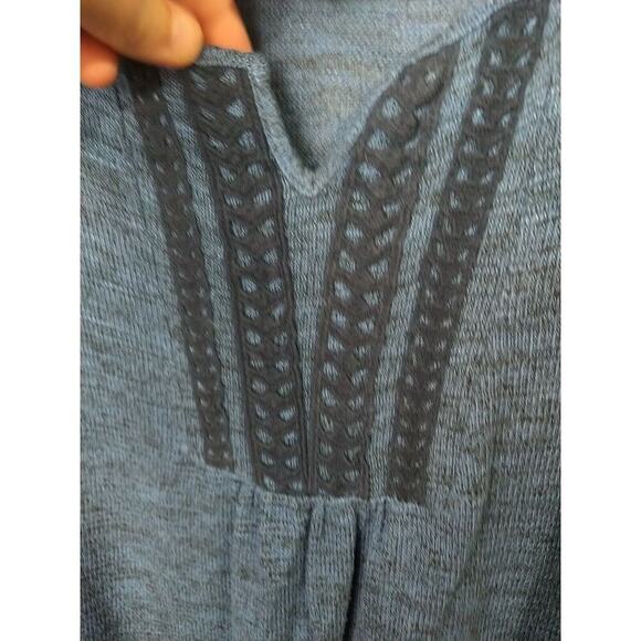 Style & Co Woman PL Blue V Neck Pullover 3/4 Fringe Sleeve Pullover Sweater - Picture 3 of 9